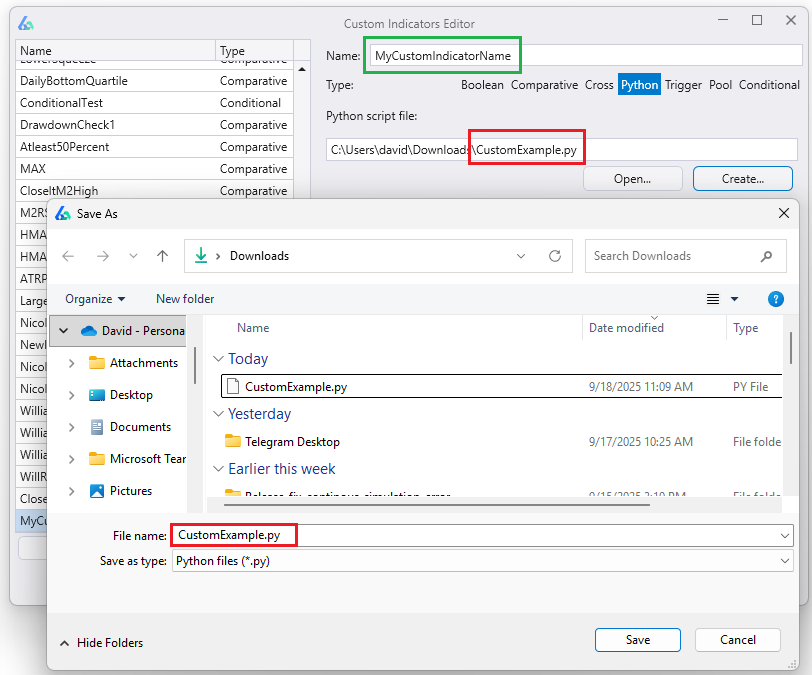 Custom Indicator Name