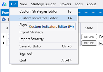 File Custom Indicator Editor Menu Option