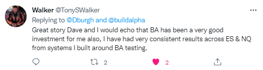 David Bergstrom and Build Alpha Software positive review on twitter