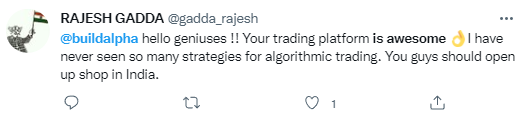 Review tweet for automated trading software