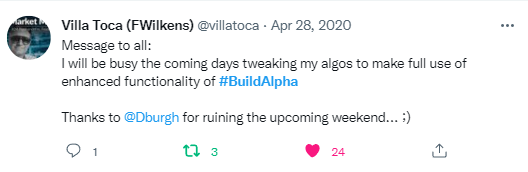 Build Alpha positive tweets trading success