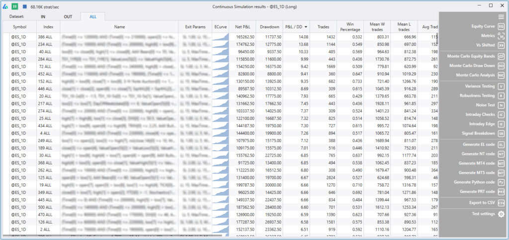 Build Alpha Trading Strategy Results Window