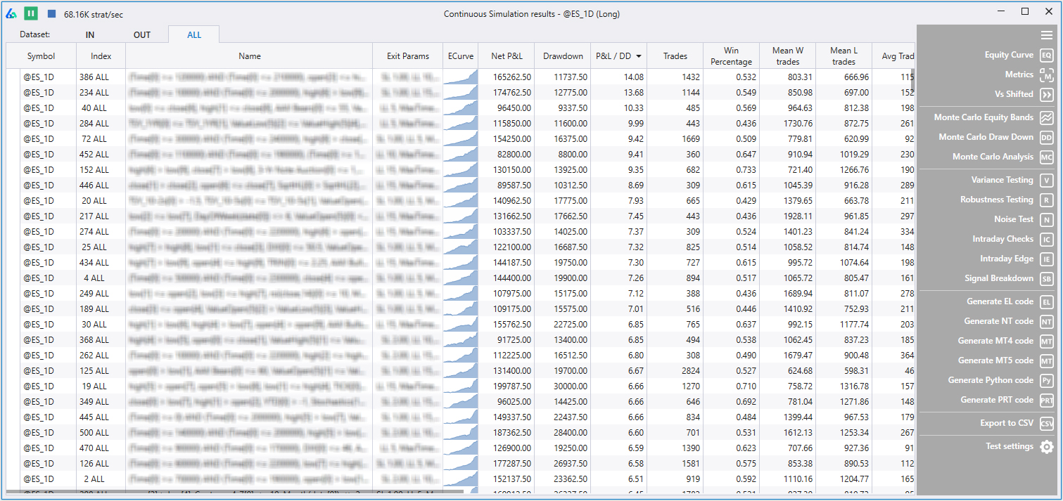 Build Alpha Trading Strategy Results Window