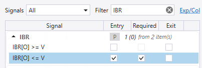 IBR Signal Selection in Build Alpha