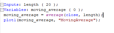 Easy Language Code for Simple Moving Average Plot
