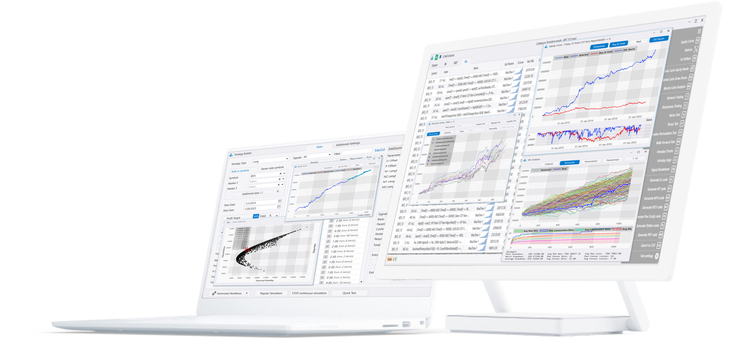 Build Alpha Trading Software Displayed on White Devices